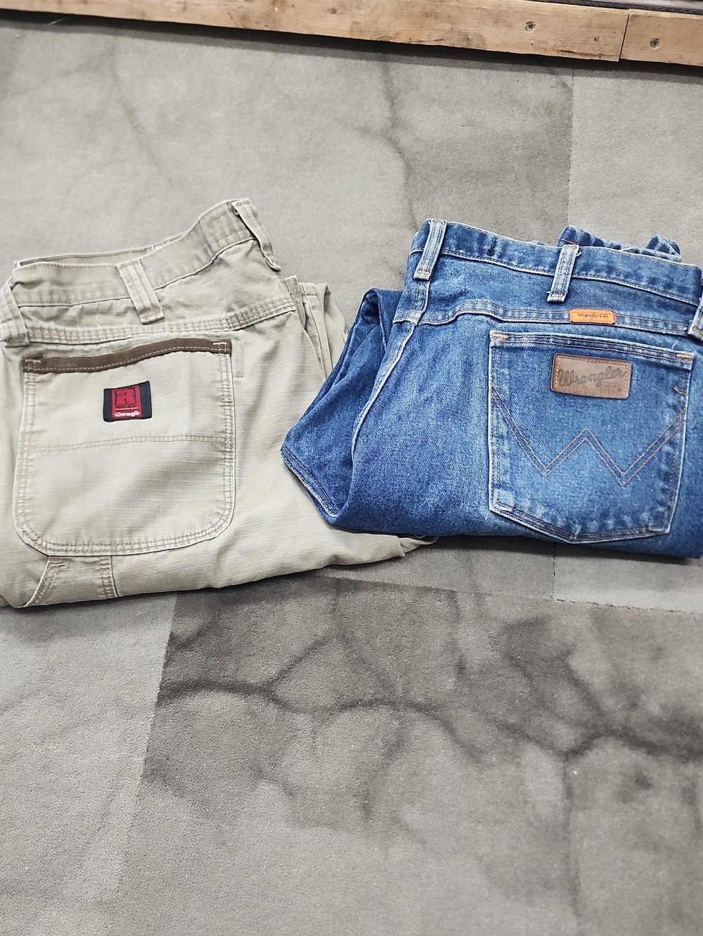 Wrangler Blue Denim Jeans and Tan Work Pants~jean Fire Resistant